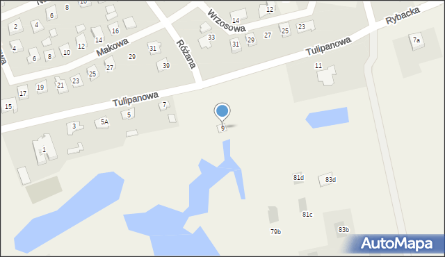 Występ, Tulipanowa, 9, mapa Występ