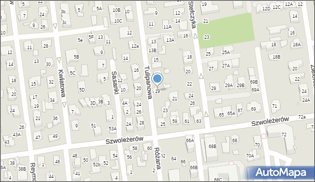 Ząbki, Tulipanowa, 19, mapa Ząbki