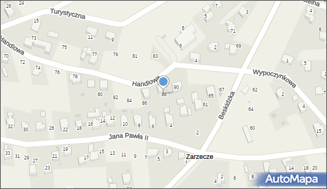 Zarzecze, Turystyczna, 88, mapa Zarzecze