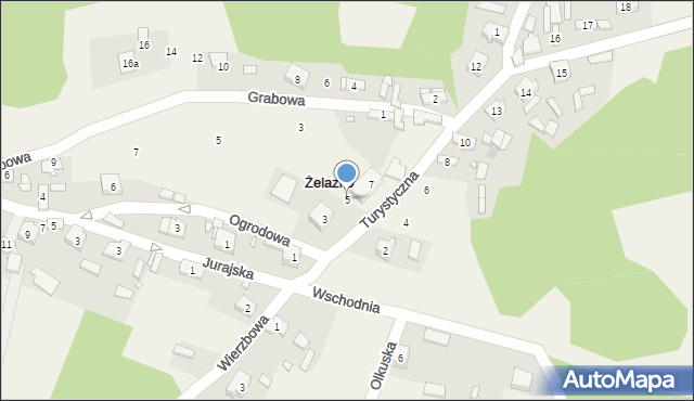 Żelazko, Turystyczna, 5, mapa Żelazko