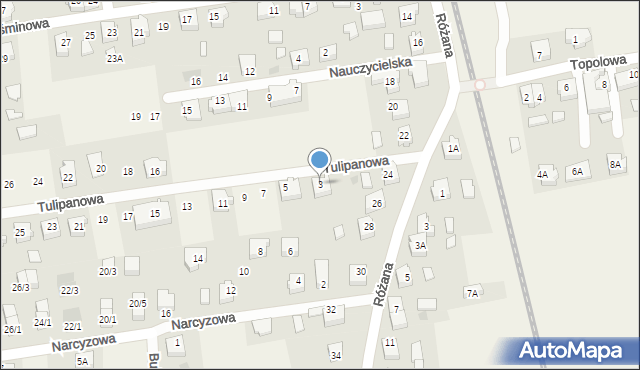 Żelistrzewo, Tulipanowa, 3, mapa Żelistrzewo