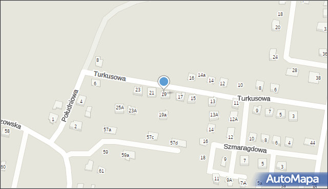 Żory, Turkusowa, 19, mapa Żor