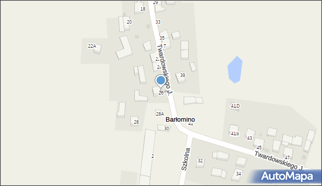 Barłomino, Twardowskiego Jana, ks., 26, mapa Barłomino