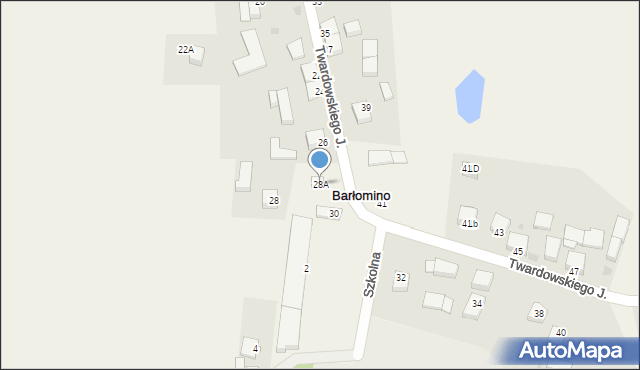 Barłomino, Twardowskiego Jana, ks., 28A, mapa Barłomino