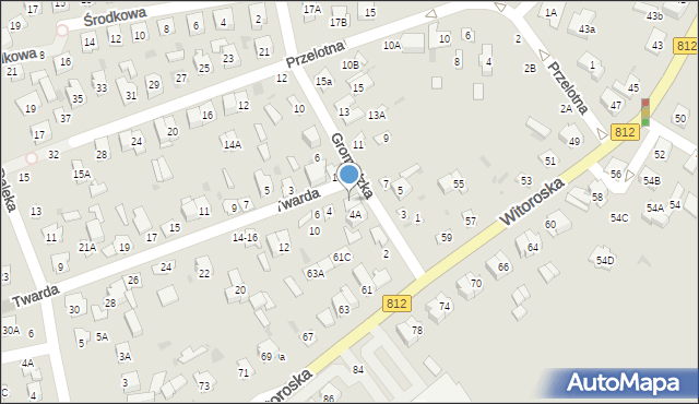 Biała Podlaska, Twarda, 2a, mapa Białej Podlaskiej