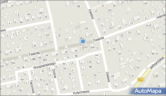 Biała Podlaska, Twarda, 32, mapa Białej Podlaskiej