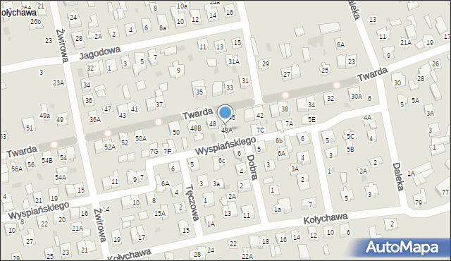 Biała Podlaska, Twarda, 48A, mapa Białej Podlaskiej