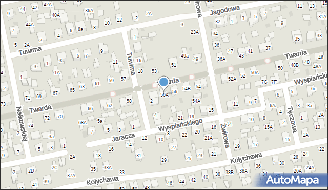 Biała Podlaska, Twarda, 56A, mapa Białej Podlaskiej