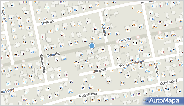 Biała Podlaska, Twarda, 62, mapa Białej Podlaskiej
