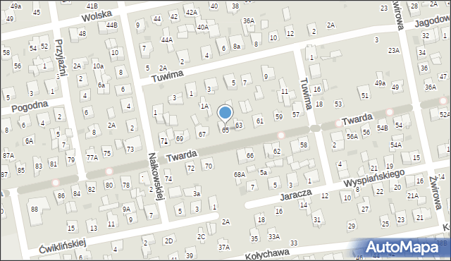 Biała Podlaska, Twarda, 65, mapa Białej Podlaskiej