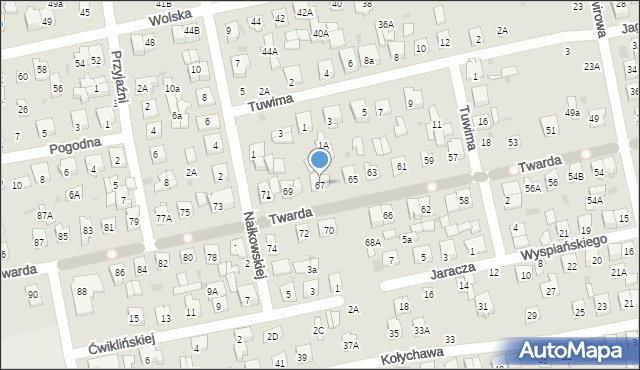 Biała Podlaska, Twarda, 67, mapa Białej Podlaskiej