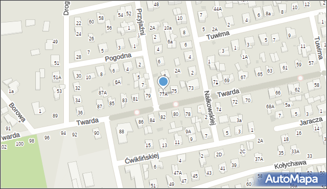 Biała Podlaska, Twarda, 77A, mapa Białej Podlaskiej