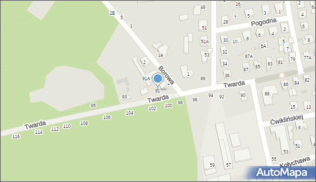 Biała Podlaska, Twarda, 91, mapa Białej Podlaskiej