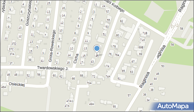 Białystok, Twardowskiego Jana, ks., 45, mapa Białegostoku