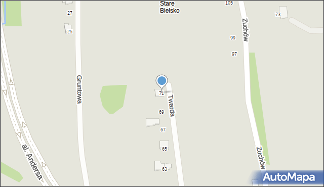Bielsko-Biała, Twarda, 71, mapa Bielsko-Białej