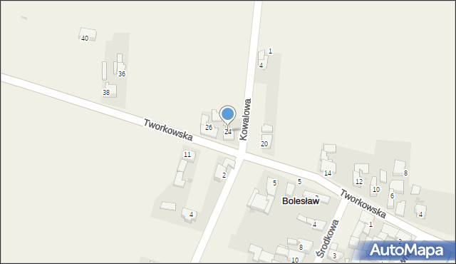 Bolesław, Tworkowska, 24, mapa Bolesław