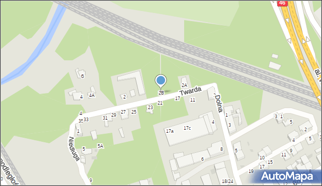 Częstochowa, Twarda, 2B, mapa Częstochowy