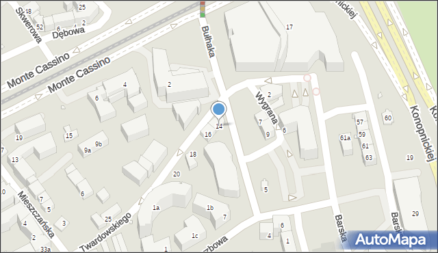 Kraków, Twardowskiego, 14, mapa Krakowa