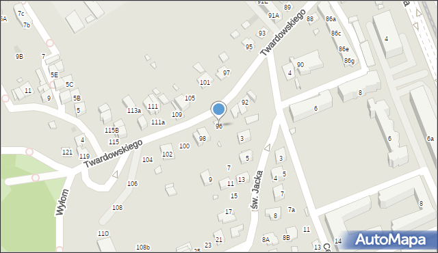 Kraków, Twardowskiego, 96, mapa Krakowa