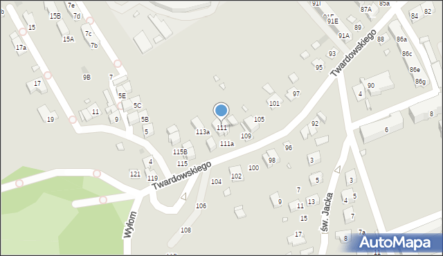 Kraków, Twardowskiego, 111, mapa Krakowa