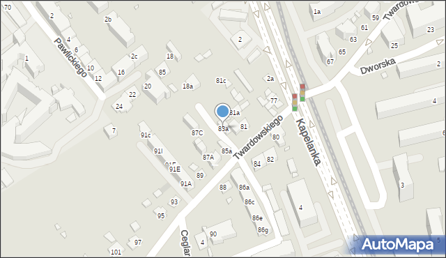 Kraków, Twardowskiego, 83a, mapa Krakowa