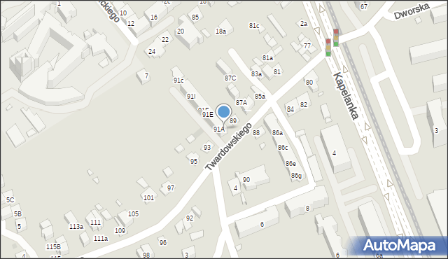 Kraków, Twardowskiego, 91, mapa Krakowa