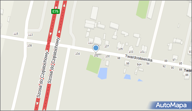 Piotrków Trybunalski, Twardosławicka, 102, mapa Piotrków Trybunalski