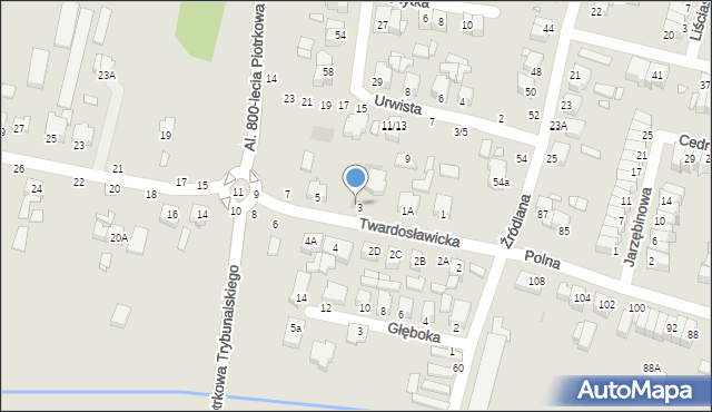 Piotrków Trybunalski, Twardosławicka, 3A, mapa Piotrków Trybunalski