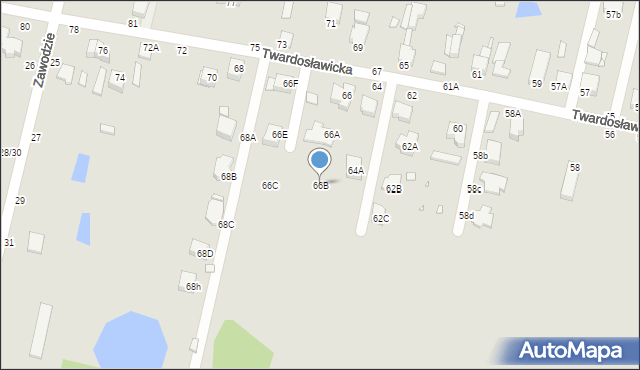 Piotrków Trybunalski, Twardosławicka, 66B, mapa Piotrków Trybunalski
