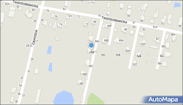 Piotrków Trybunalski, Twardosławicka, 68B, mapa Piotrków Trybunalski