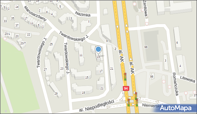 Rzeszów, Twardowskiego Jana, ks., 13, mapa Rzeszów