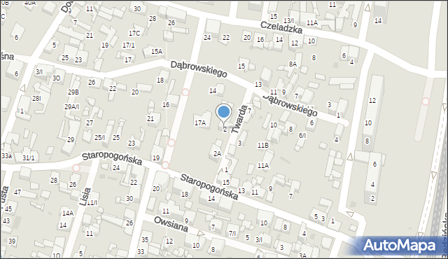 Sosnowiec, Twarda, 2, mapa Sosnowca