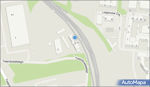 Szczecin, Twardowskiego Kazimierza, 9, mapa Szczecina