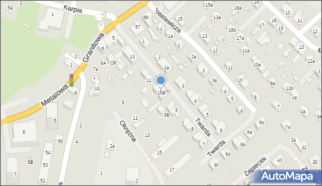 Szczecin, Twarda, 10a, mapa Szczecina