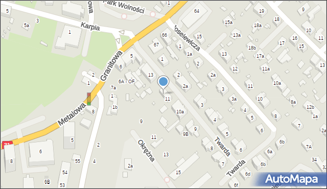 Szczecin, Twarda, 12, mapa Szczecina
