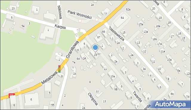 Szczecin, Twarda, 13, mapa Szczecina