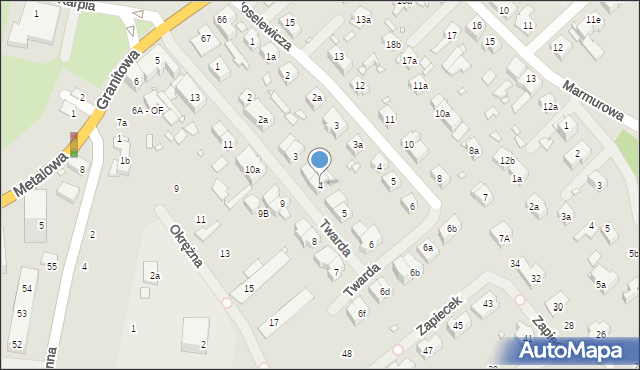 Szczecin, Twarda, 4, mapa Szczecina