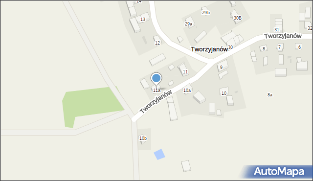 Tworzyjanów, Tworzyjanów, 11a, mapa Tworzyjanów