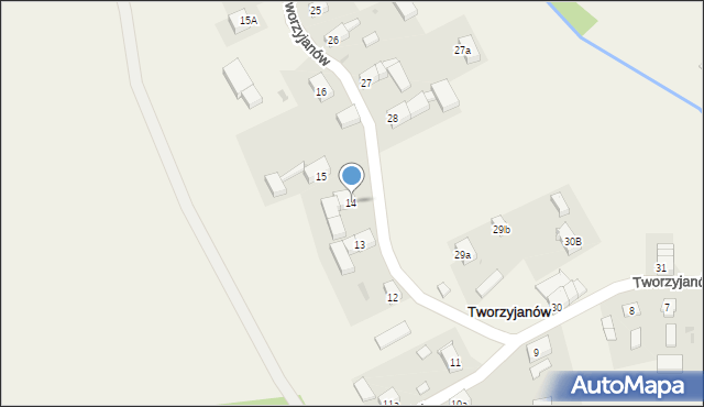 Tworzyjanów, Tworzyjanów, 14, mapa Tworzyjanów