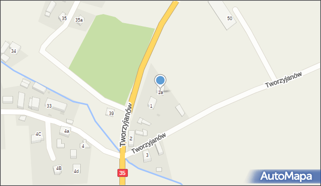 Tworzyjanów, Tworzyjanów, 1a, mapa Tworzyjanów