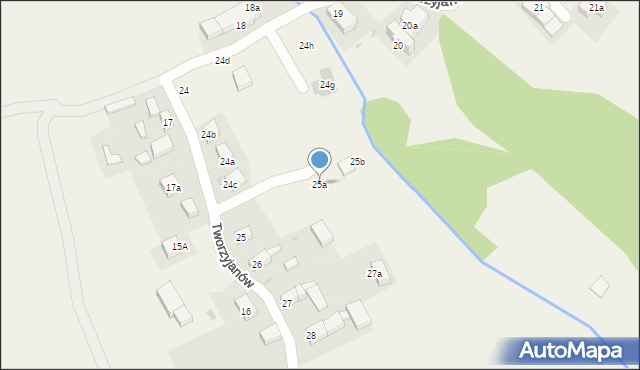Tworzyjanów, Tworzyjanów, 25a, mapa Tworzyjanów