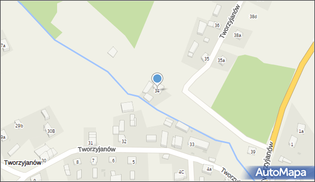 Tworzyjanów, Tworzyjanów, 34, mapa Tworzyjanów