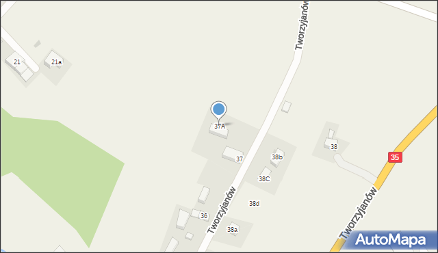 Tworzyjanów, Tworzyjanów, 37A, mapa Tworzyjanów