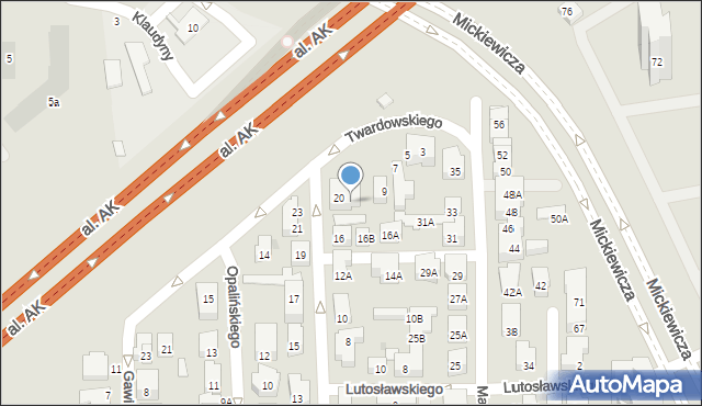 Warszawa, Twardowskiego Samuela, 11, mapa Warszawy