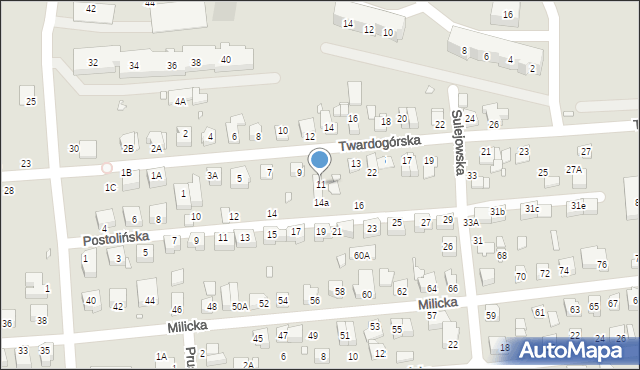 Wrocław, Twardogórska, 11, mapa Wrocławia