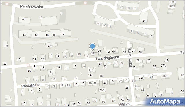 Wrocław, Twardogórska, 14, mapa Wrocławia