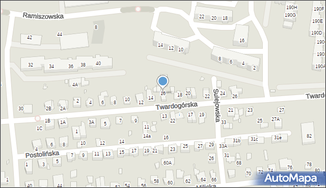 Wrocław, Twardogórska, 16, mapa Wrocławia