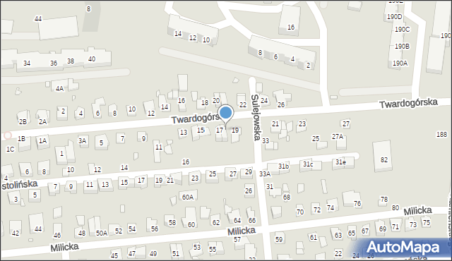 Wrocław, Twardogórska, 17a, mapa Wrocławia