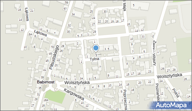 Babimost, Tylna, 3, mapa Babimost