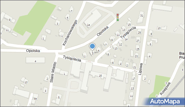 Biała, Tysiąclecia, 3, mapa Biała